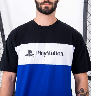 Camiseta Manga Curta Tricolor PlayStation