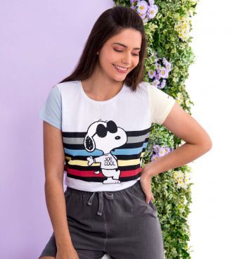 Camiseta Babylook Snoopy Summer