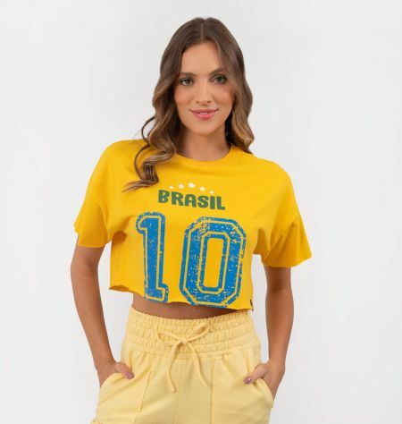T-Shirt Cropped Brasil Número 10
