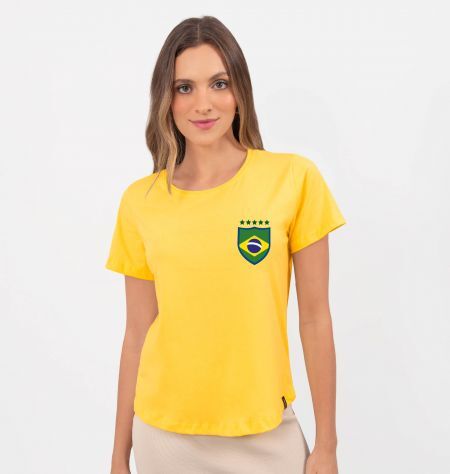 T-Shirt Meia Malha Com Brasão Do Brasil