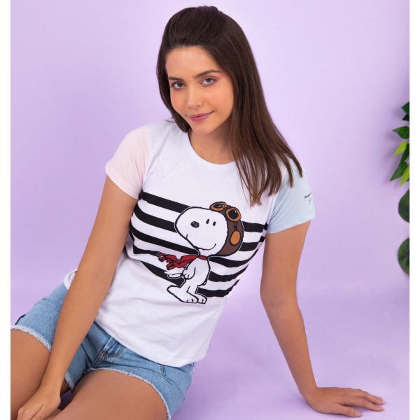 Camiseta Babylook Snoopy Aviador